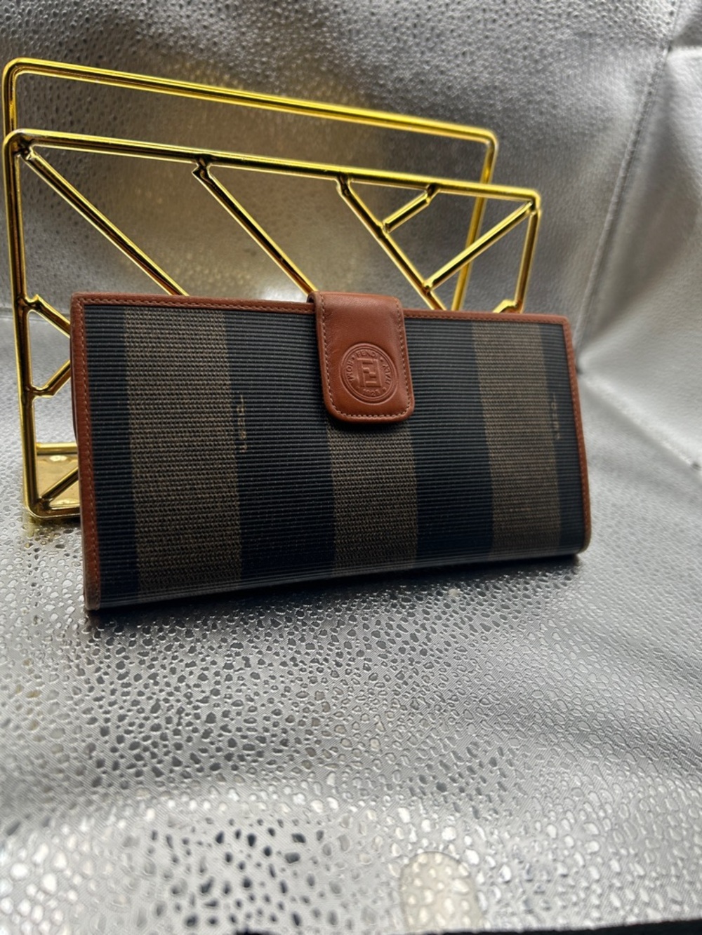 Fendi Pequin vintage Stripe Continental Long Wallet